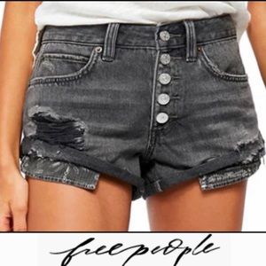 Free People Romeo Rolled Cut Off High Rise Shorts Distressed Ripped Butt…